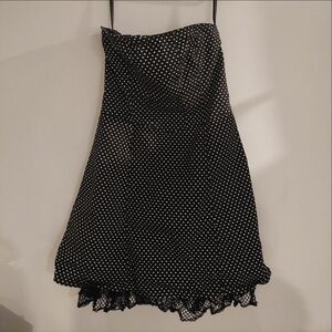 Tripp Nyc Black & White Polkadot Strapless Dress